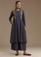 Blue Printed Cotton Kurta Palazzo Set with Thread Work