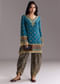 Blue Printed Dhoti Set With Ajrakh Detail