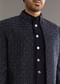 Blue Salli And Diamond Embellished Indo Western Set In Suiting Fabric