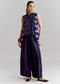 Blue Satin Indo Western Set With Bandhani And Leheriya Print