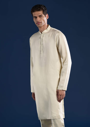 Blue Silk Cutwork Jacket Kurta Set