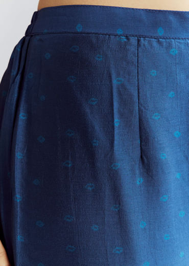 Blue Silk Kaftaan Kurta Set With Bandhani Print Blue Silk Kaftaan Kurta Set With Bandhani Print