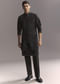 Blue Silk Kurta Jacket Set For Men With Resham Work
