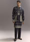 Blue Silk Kurta Jacket Set For Men With Sequins And Zari Embroidery