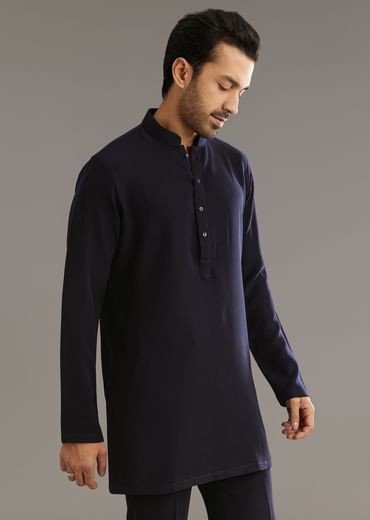 Blue Suiting Indo Western Set With Beaded Work