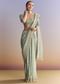 Blue Tissue Saree With Embroidered Border And Emerald Stone