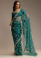 Blue Tissue Saree with Heavy Floral Jaal Embroidery