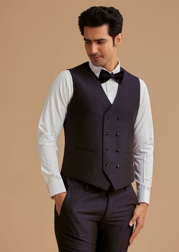 Blue Velvet Tuxedo with Stone and Cut Dana Work