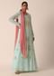 Mint Green Anarkali Suit In Georgette Dress With Moti, Sequins And Zari Work