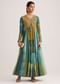 Blue And Green Silk Kurti With Indie Print