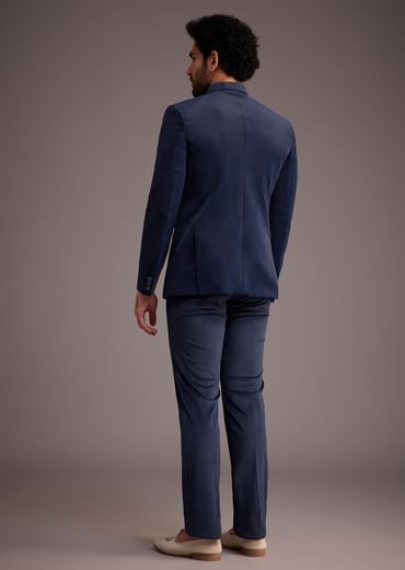 Blue Bandhgala With Embroidered Motif