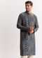 Blue Chanderi Printed Kurta Set With Stone Sequins And Cutdana