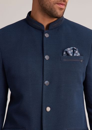 Blue Classic Bandhgala Suit