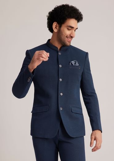 Blue Classic Bandhgala Suit