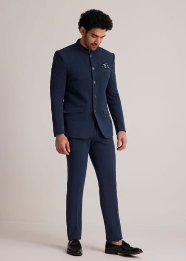 Blue Classic Bandhgala Suit