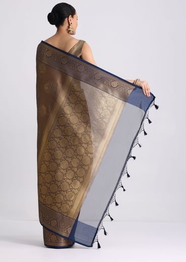 Blue Handloom Silk Saree With Woven Zari