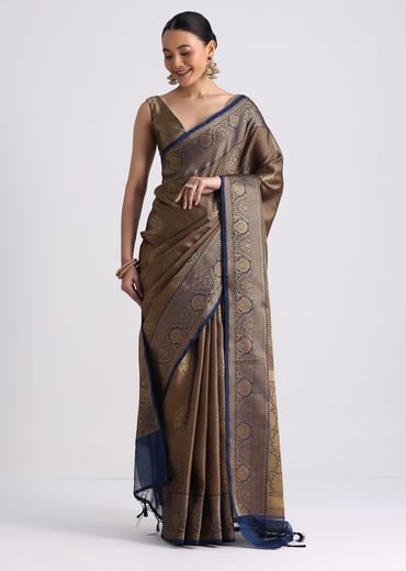 Blue Handloom Silk Saree With Woven Zari