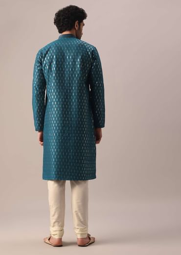 Blue Kurta Set In Art Silk With Sequin Embroidery