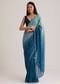 Blue Ombre Half And Half Sequins Saree