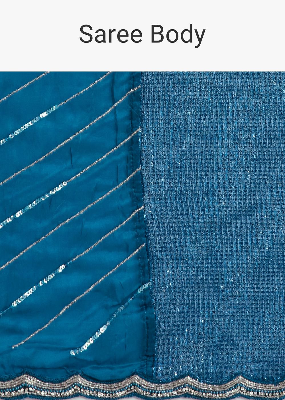 Blue Ombre Half And Half Sequins Saree