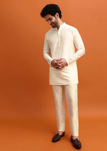 Blue Ombre Indowestern Set With Foil Work For Men