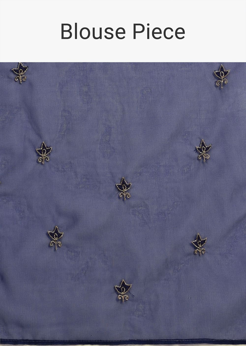 Blue Organza Cutdana Embroidered Saree With Unstitched Blouse