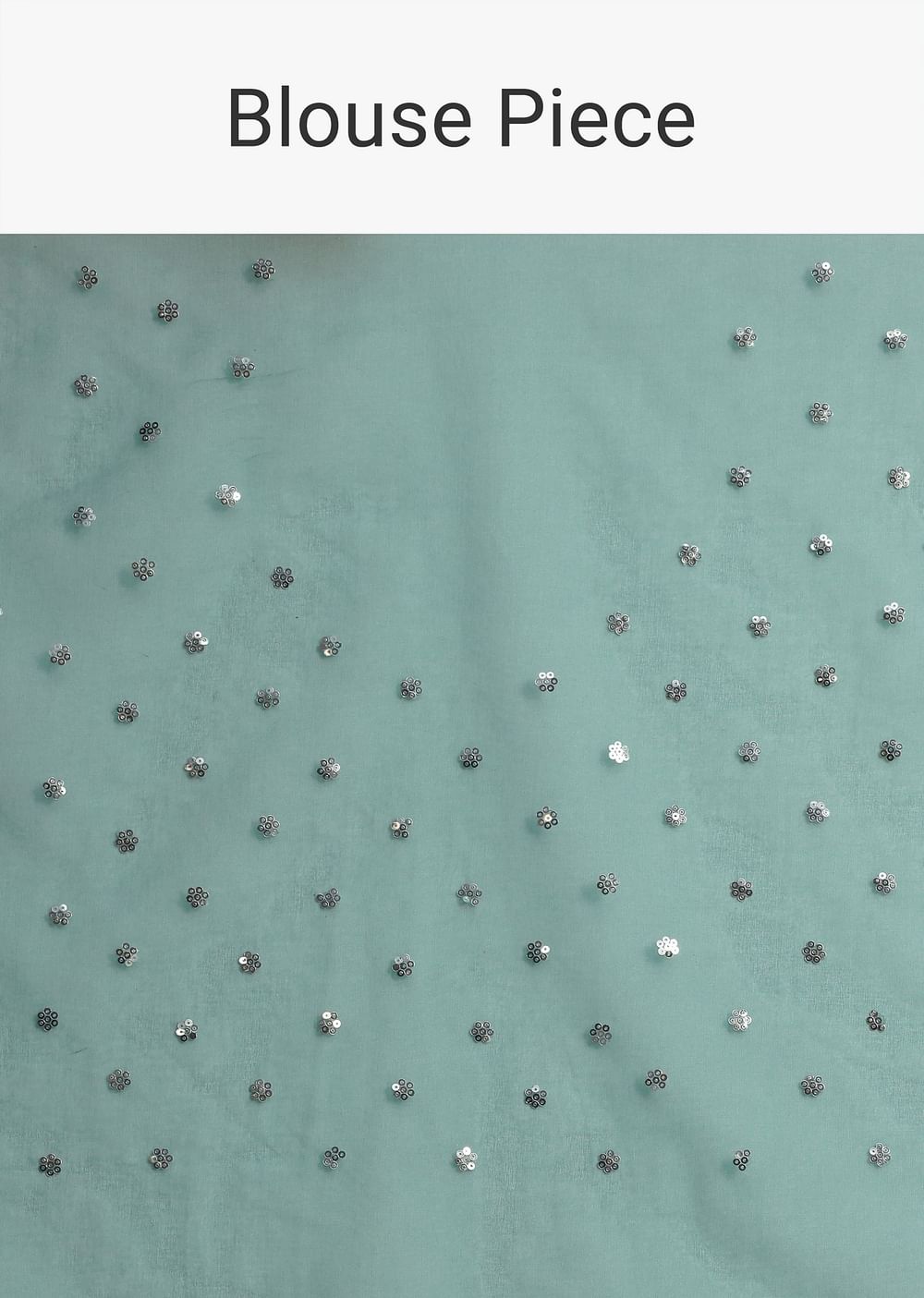Blue Organza Floral Printed Saree In Sequin With Unstitched Blouse