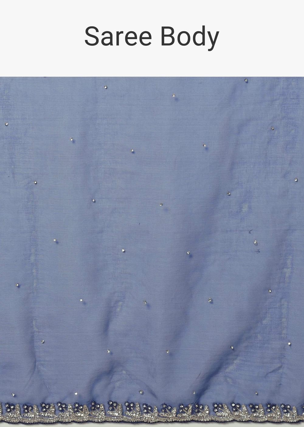 Blue Organza Saree With Stone Work And Unstitched Blouse Piece