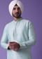 Blue Printed Kurta Set In Cotton Silk