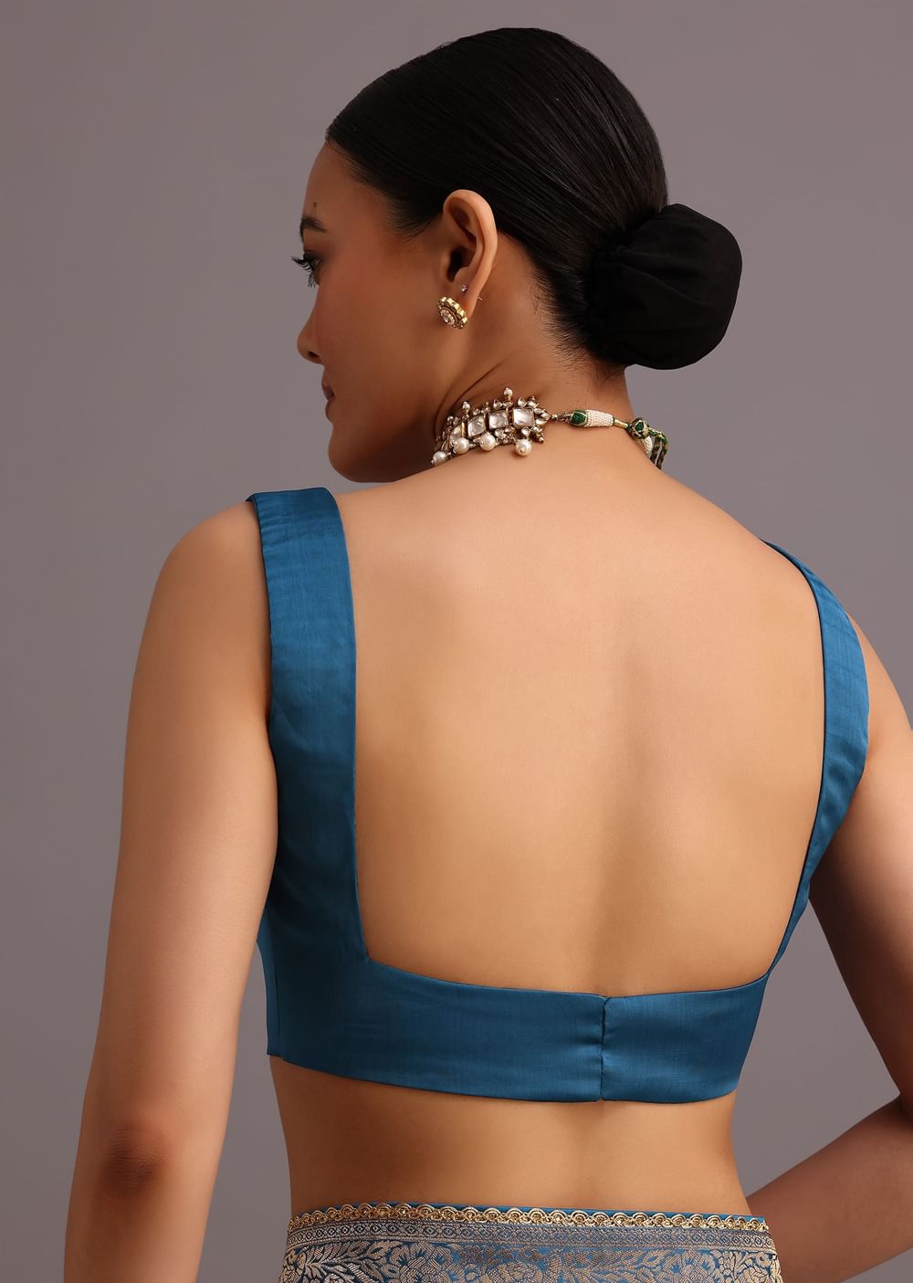 Blue Satin Silk Zari Woven Saree With Brocade Border