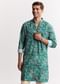 Blue Silk Printed Kurta Set With Zipper