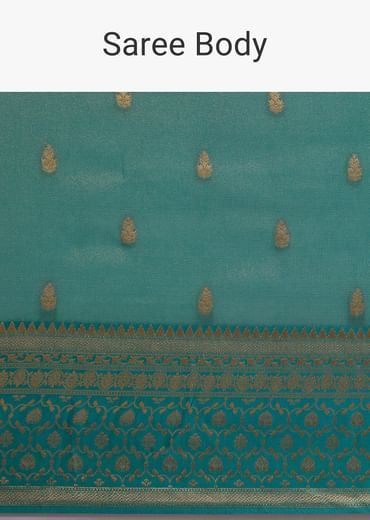 Blue Tissue Silk Saree With Chanderi Zari Weaving