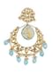 Blue Tone Kundan Chandali Earings With Beads