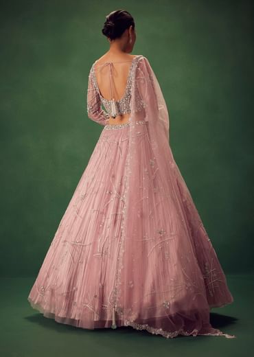 Blush Pink Hand Embroidered Lehenga Set