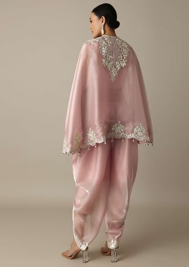 Blush Pink Organza Gotta Patti Work Dhoti Set