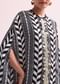 Boho Style Printed Black Kurta Pant Set With Matching Potali