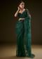 Bottle Green Lace Saree With Sequence Blouse