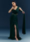 Bottle Green Crepe Ready Pleated Saree With Heavy Embroidery