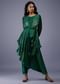 Bottle Green Gajji Silk Attached Shrug With Silk Jumpsuit