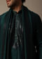 Bottle Green Kurta Jacket Set In Sequins For Men