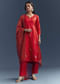Bright Orange Silk Kurta Set With Zari And Gota Work