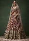 Brown Bridal Cutdana Embellished Silk Lehenga Set with  Two Dupattas