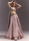 Brown Organza Lehenga With Sweetheart Neck Blouse And Choker Dupatta