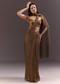 Brown Pre Stitched Crystal Embroidered Saree