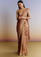 Brown Rust Tissue Saree With Moti Beads And Sequins