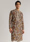 Brown Silk Mirron Threadwork Kurta Set With Dupatta