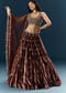 Brown Velvet Bridal Lehenga With Rose Gold Embroidery