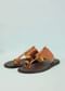Dark And Tan Brown Strappy Slides For Men In Leather With Buttons