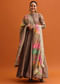 Brown Embroidered Anarkali With Printed Dupatta