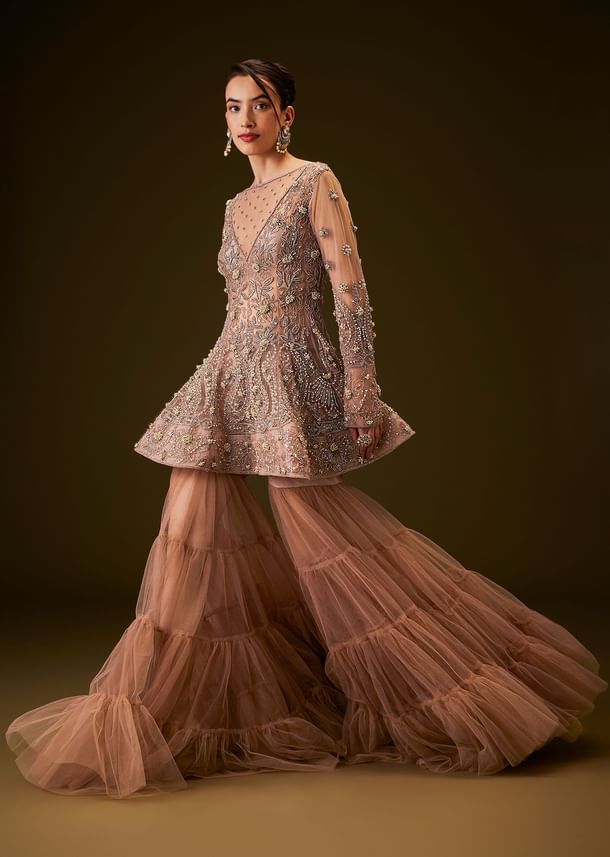 Brown Hand Embroidered Sharara Set Brown Hand Embroidered Sharara Set